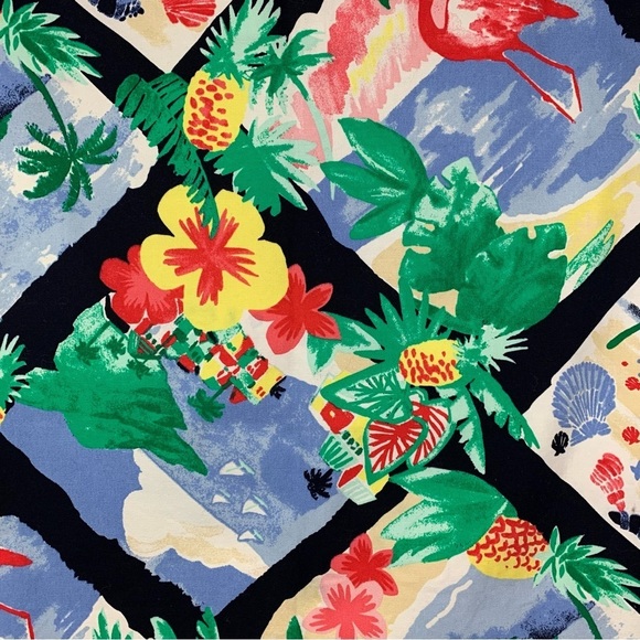 Talbots Skirt Tropical Flamingo Flowers Beach Hawaiian Sz 14 Vibrant Cotton - Picture 3 of 10